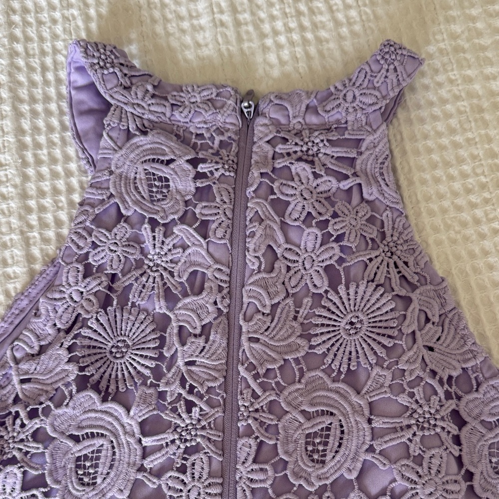 Lulus Lavender Floral Lace Halter Mini Dress - Picture 6 of 6